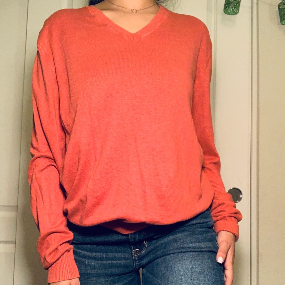 super cute orange v neck sweater